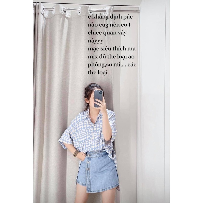 [ORDER-ẢNH THẬT] Quần shorts Zara jeans giả váy xuất xịn