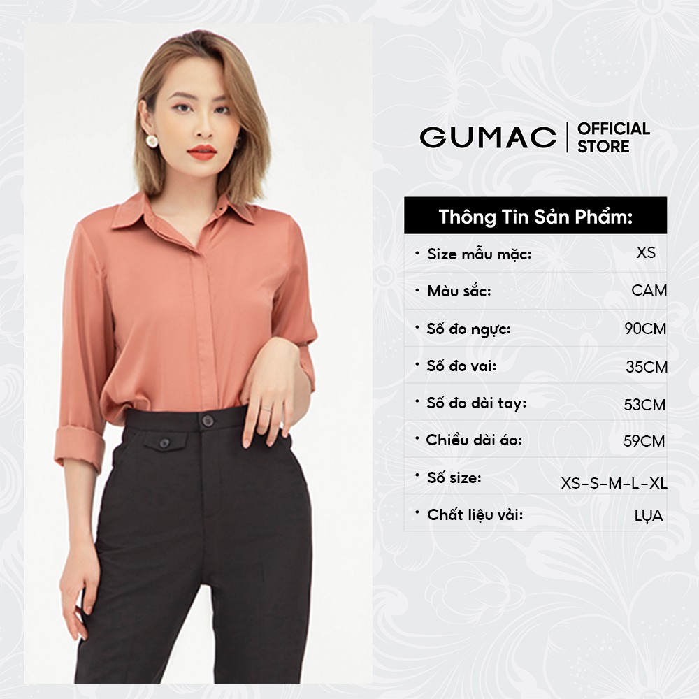 Áo sơ mi nữ giấu nút thiết kế công sở thanh lịch GUMAC AB534