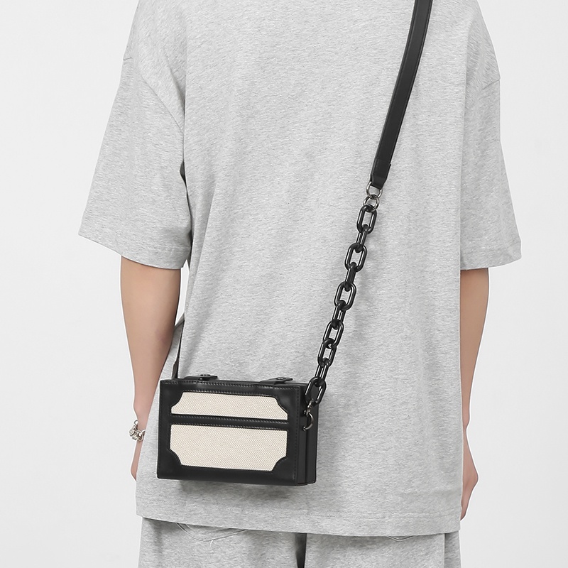 Túi da đeo chéo nam nữ unisex hình hộp chữ nhật