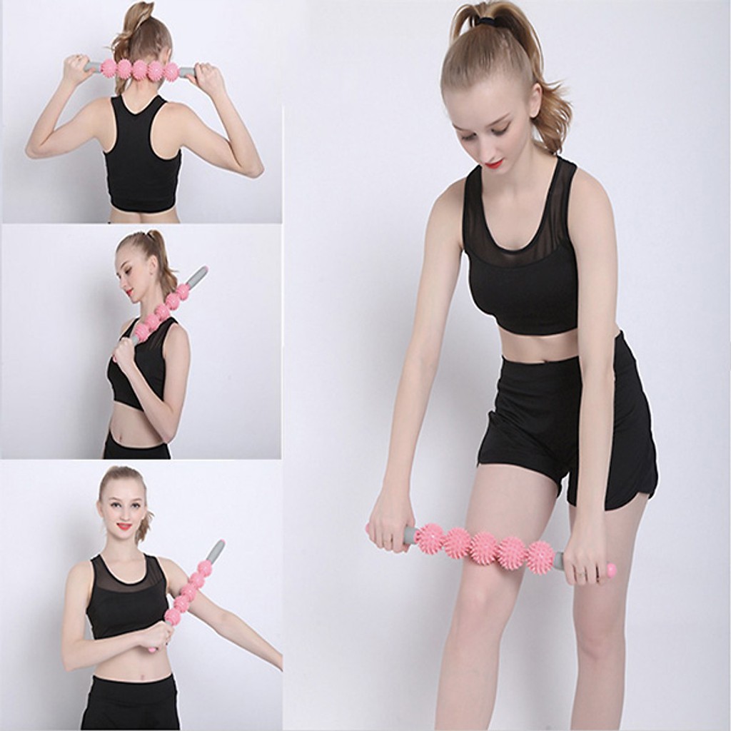 Thanh Lăn Massage Thư Giãn Cơ Bắp 3 Bóng Roller Stick tập Gym Yoga YO31