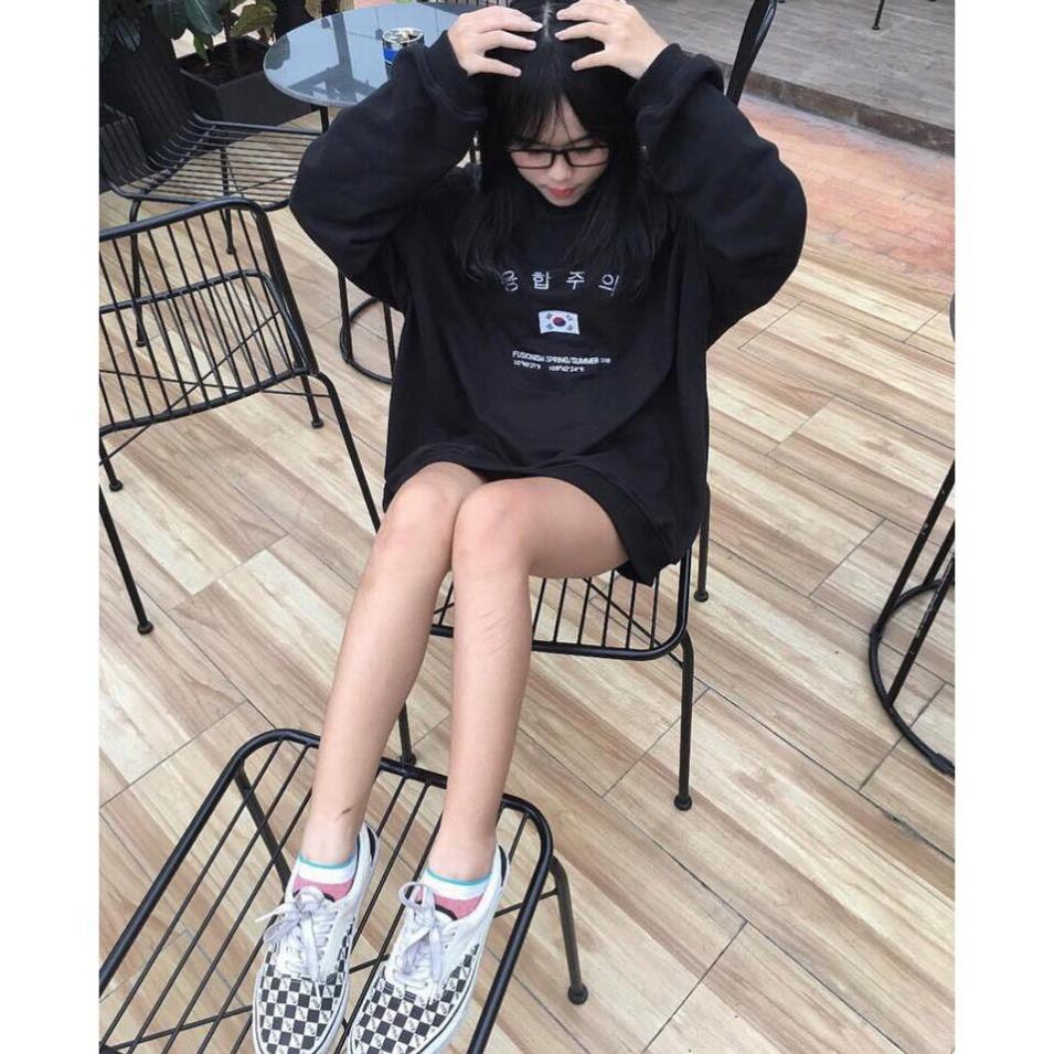Áo sweater nỉ form rộng unisex Cờ Hàn Quốc thời trang nam nữ siêu phẩm của năm