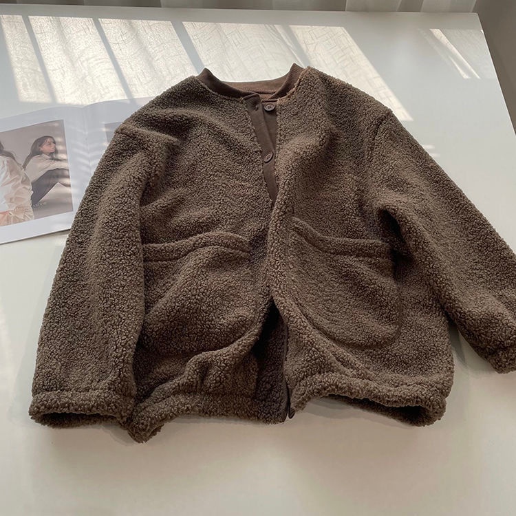 Áo Khoác Len Lông Cừu Dày Dặn Dáng Rộng Thời Trang Thu Đông Mới Cho Nữ