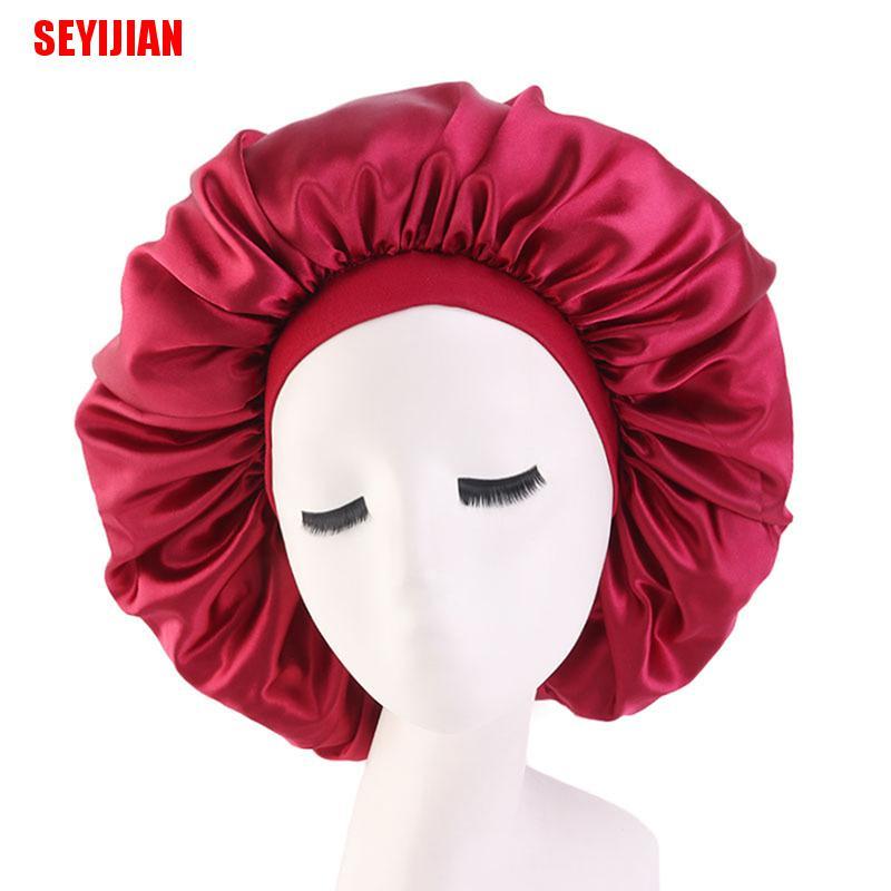 (SEY) Mũ Trùm Tóc Bằng Satin Bản Rộng Có Thể Điều Chỉnh