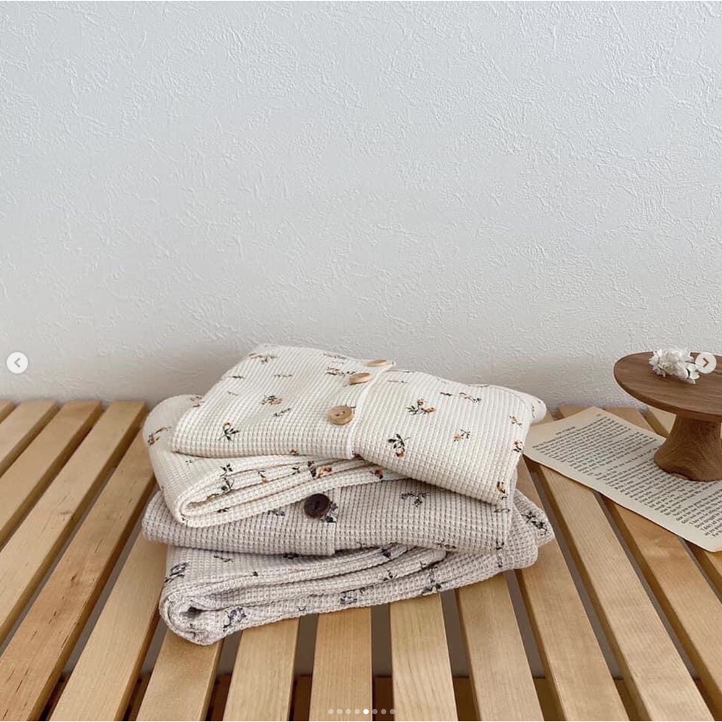 [Có sẵn/ Ảnh thật] ]Bộ quần áo ngủ trẻ em vải cotton hạt gạo phong cách hàn quốc tiệm nhà Quýt