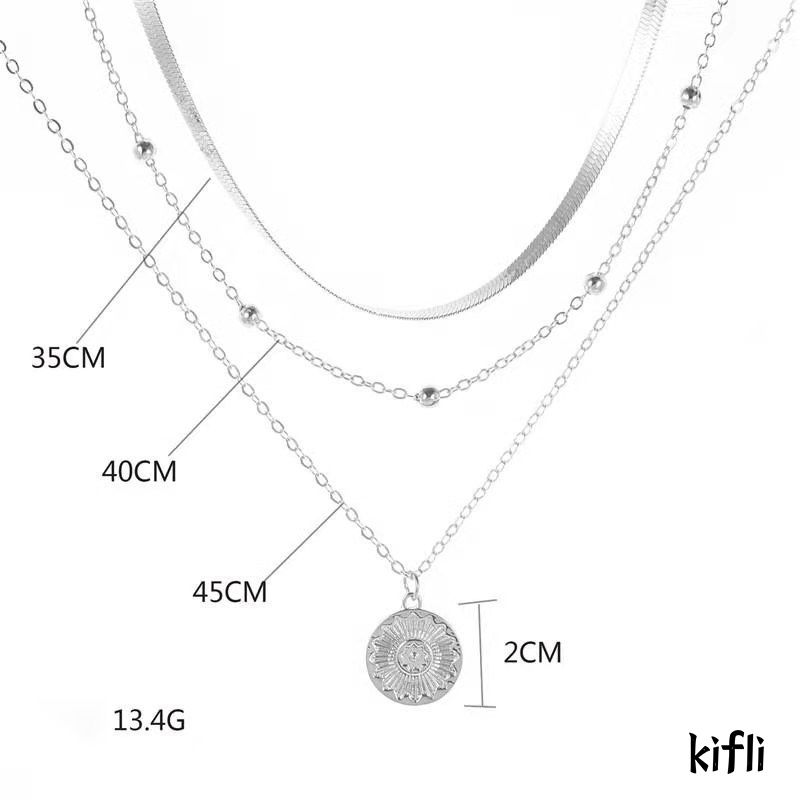 Vòng cổ nhiều lớp bằng hợp kim mặt hình hoa sen phong cách Hàn Quốc thời trang cho nữ