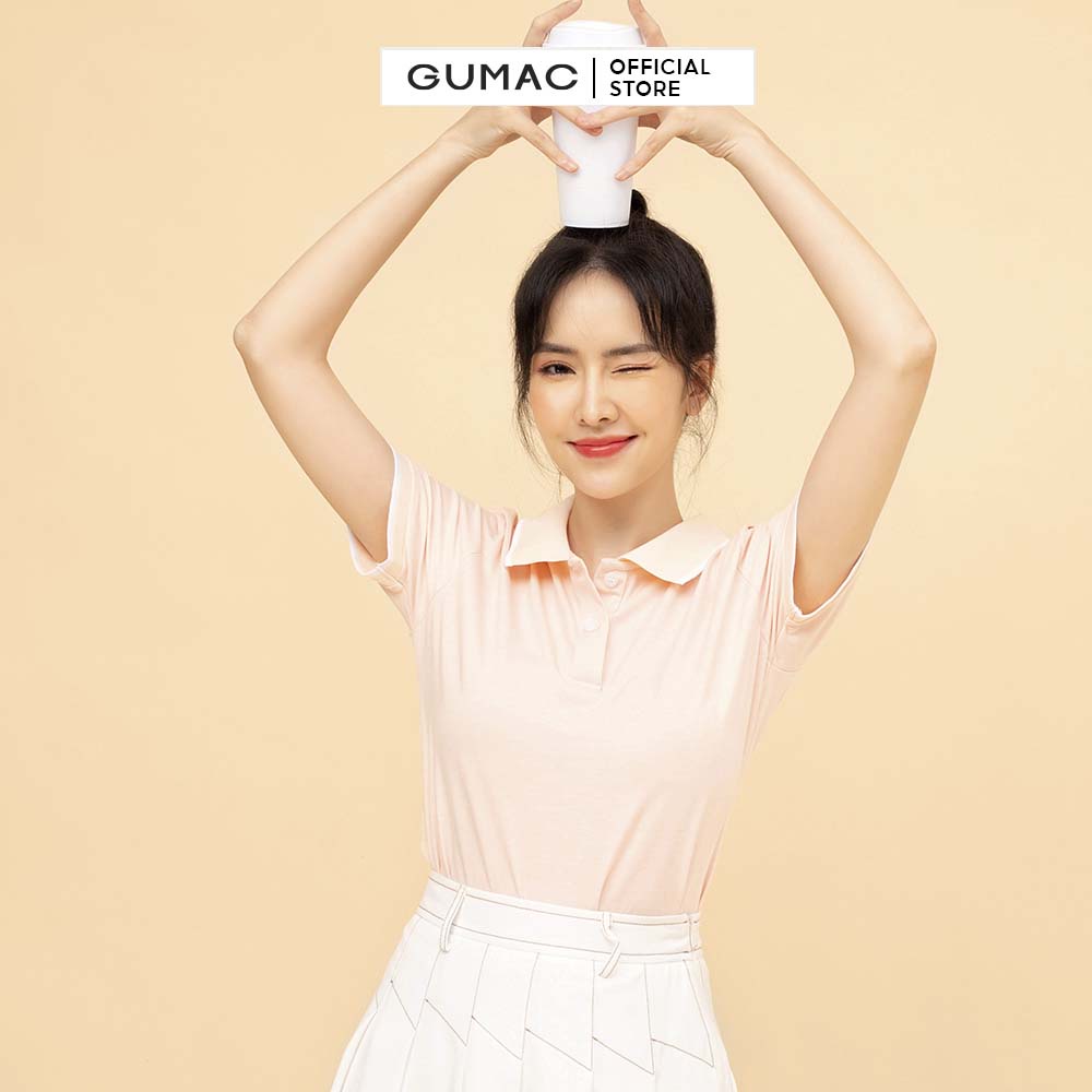 Áo thun polo nữ GUMAC phối sọc viền cơ bản thiết kế đẹp nhiều màu và thanh lịch ATC04011