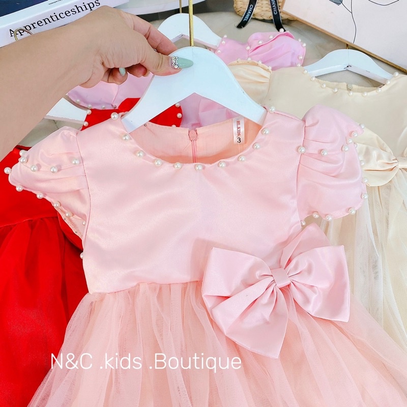 Đầm xoè công chúa kết hạt cho bé gái 6-15kg