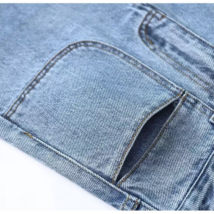 [ MẾN MỘ ] QUẦN JEAN NGỐ LỬNG NỮ TÚI BO 1 BÊN LAI CUỐN MÀU XANH NHẠT FORM RỘNG HOT NITIQC SIÊU ĐỈNH