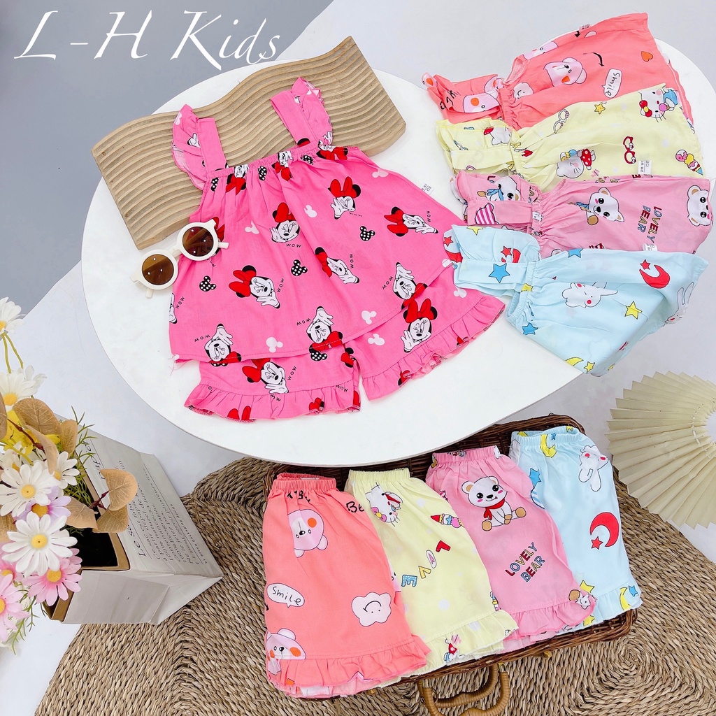 SET23 - Bộ bé gái, Bộ lanh lụa cánh tiên siêu mát cho bé gái từ 8-16kg