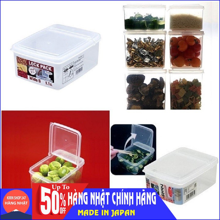 Hộp nhựa đựng thực phẩm 1,1L nắp liền Made in Japan