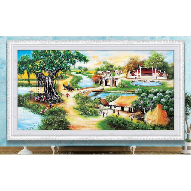 Tranh đính đá phong cảnh đồng quê df486 . Y8276  y8274 , y8275