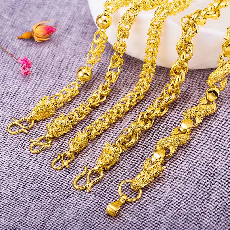 Xinxin mạ vàng vòng đeo tay nam giới vòi vòng tay vàng lâu dài mạ màu 24K trang sức quà tặng trang sức vòng tay nam giới