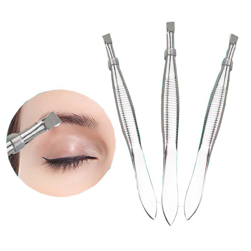 Stainless Steel Eyebrow Clip Pliers Trimming Plucking Beard Tweezers