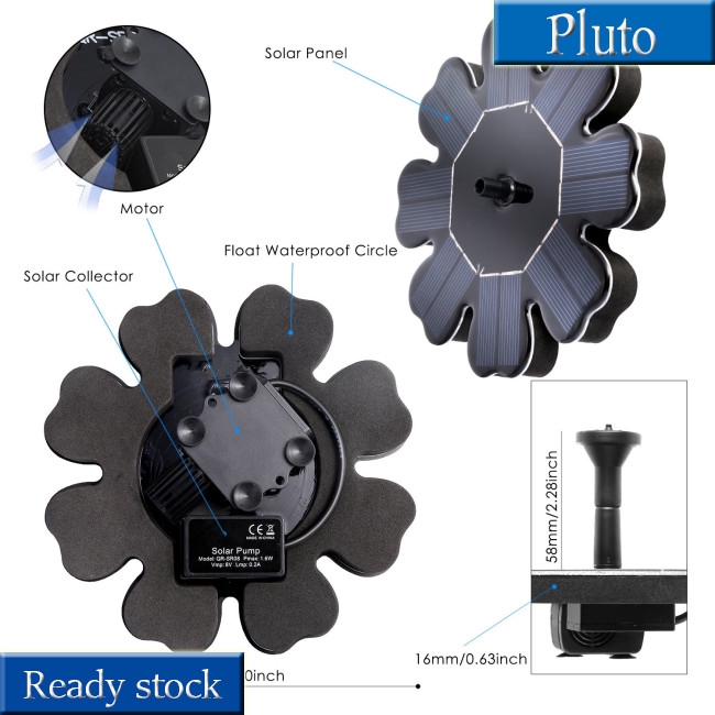 Vòi Phun Nước Năng Lượng Mặt Trời Hình Bông Hoa 8v 2.5w