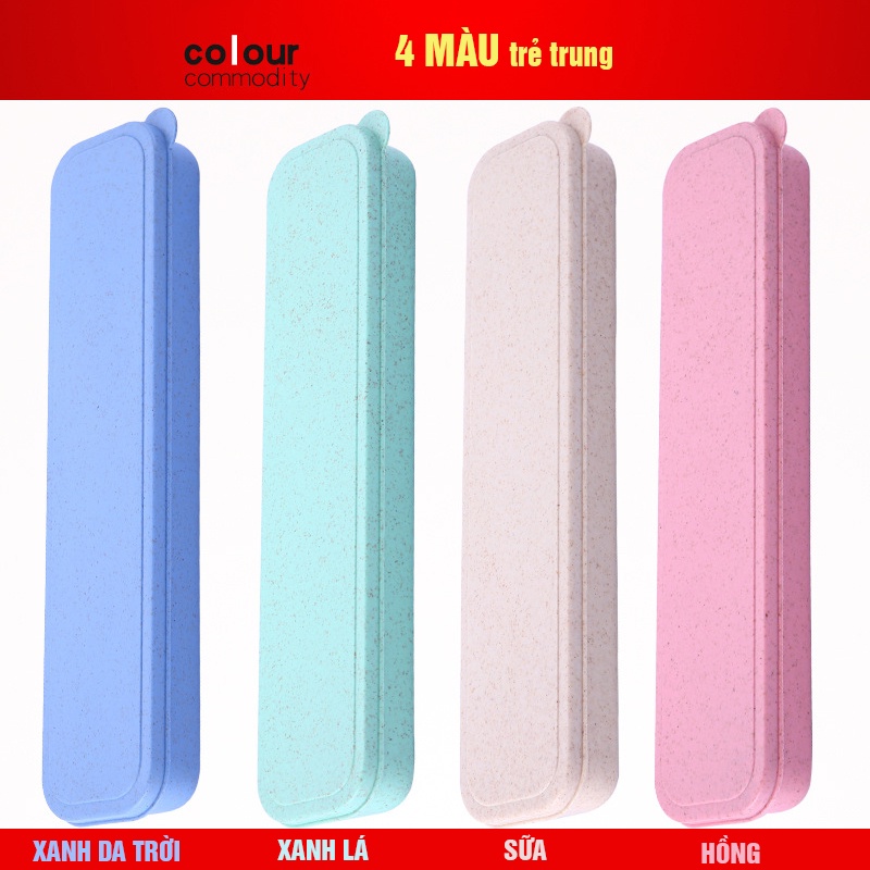 Bộ muỗng thìa đũa dĩa cơm Văn phòng Inox 304 Loại 1, kèm hộp Lúa mì Minh House