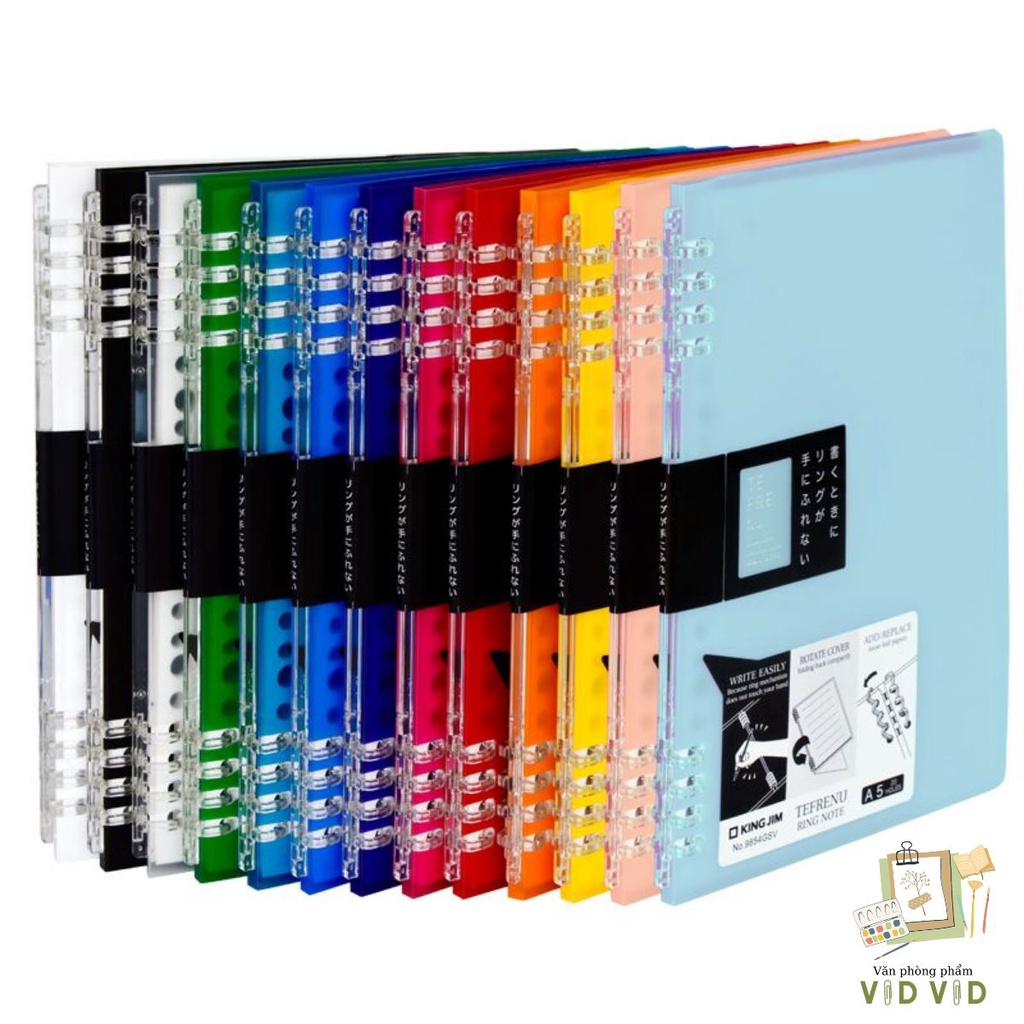 [Binder] Sổ còng bìa nhựa Nhật Bản A5/B5/A4 xinh xắn nhiều màu.