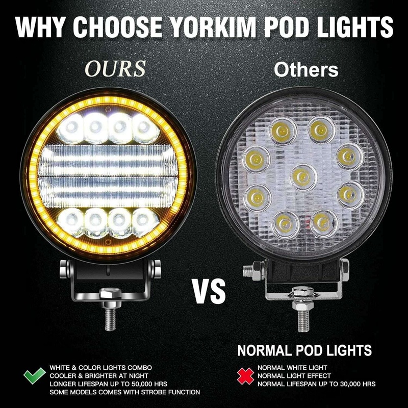 Bộ 2 Đèn LED Sương Mù 4 Inch Màu Hổ Phách Cho Xe Hơi