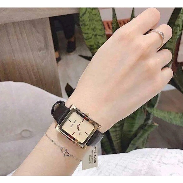 Đồng hồ nữ thời trang ANNE KLEIN AK2706CHBK DÂY ĐEN MẶT VUÔNG