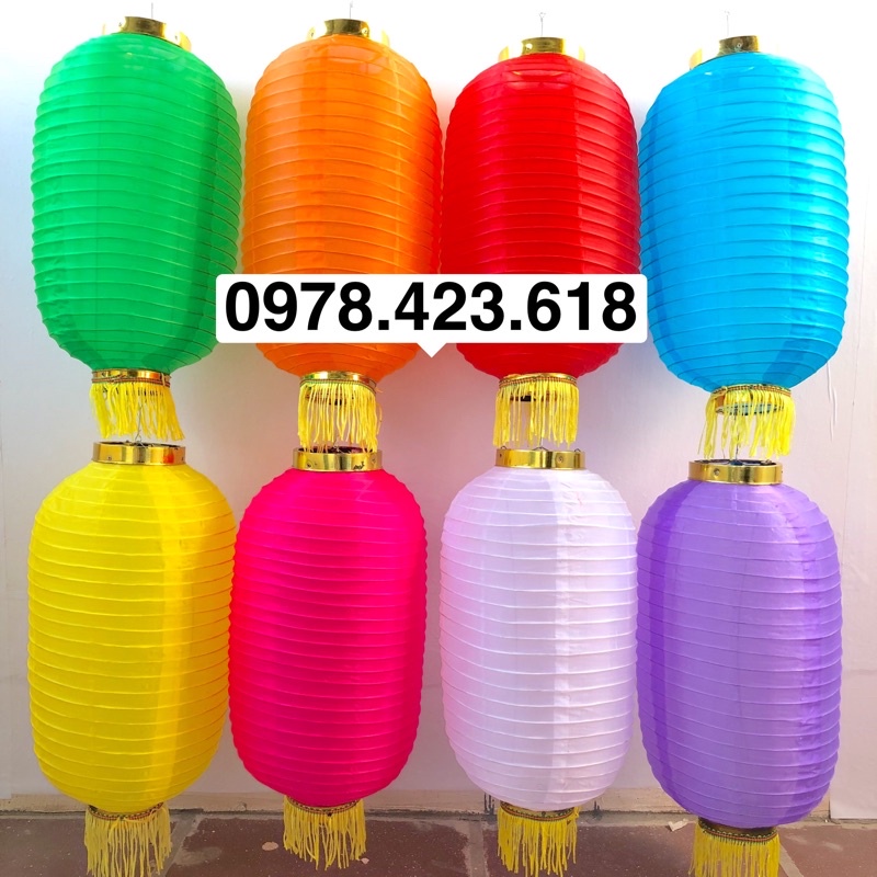 Đèn lồng Vải hình trụ dài chống nước trang trí Lễ Tết, khai trương, nhà hàng, khu du lịch, hội chợ