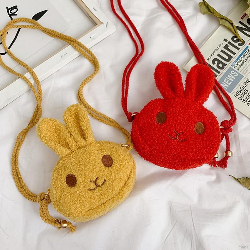 Túi xách đeo chéo phối vải lông kiểu chú thỏ thời trang dễ thương dành cho bé gái