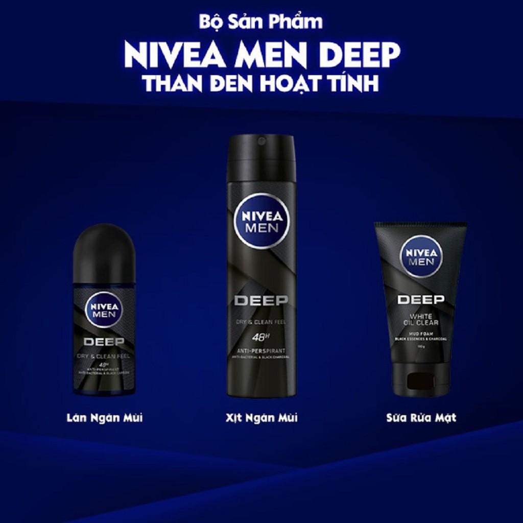 Xịt Ngăn Mùi Nivea Men Than Hoạt Tính 150ml - 80027