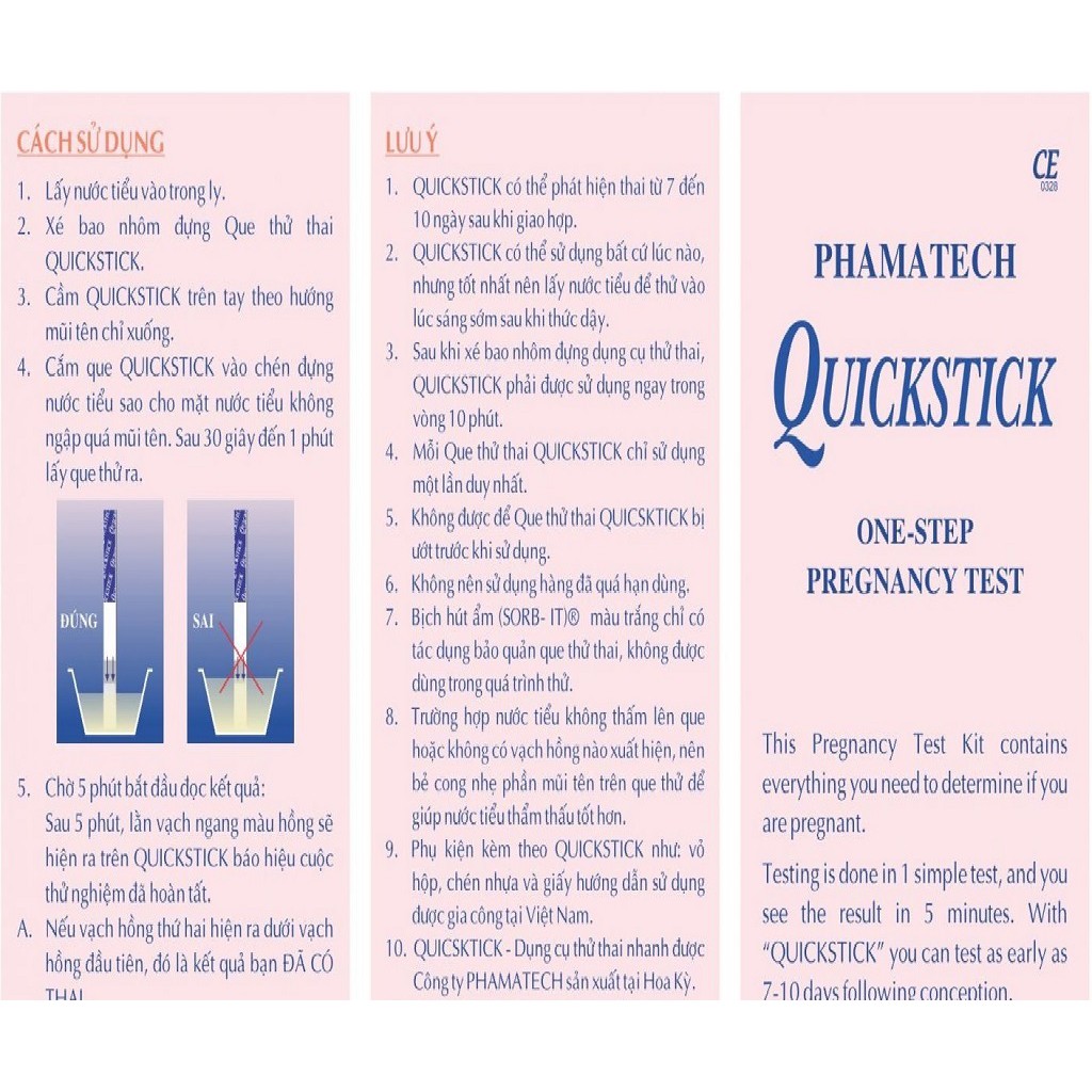 Que Thử Thai Quickstick.Giúp Phát Hiện Thai Sớm.Que Test Thử Thai 2 Vạch Chính Xác