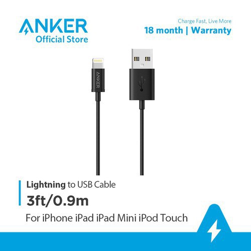 Cáp sạc ANKER MFI Lightning dài 0.9m dành cho iPhone/iPad/iPod - A7101 - Thegioiphukien.vn
