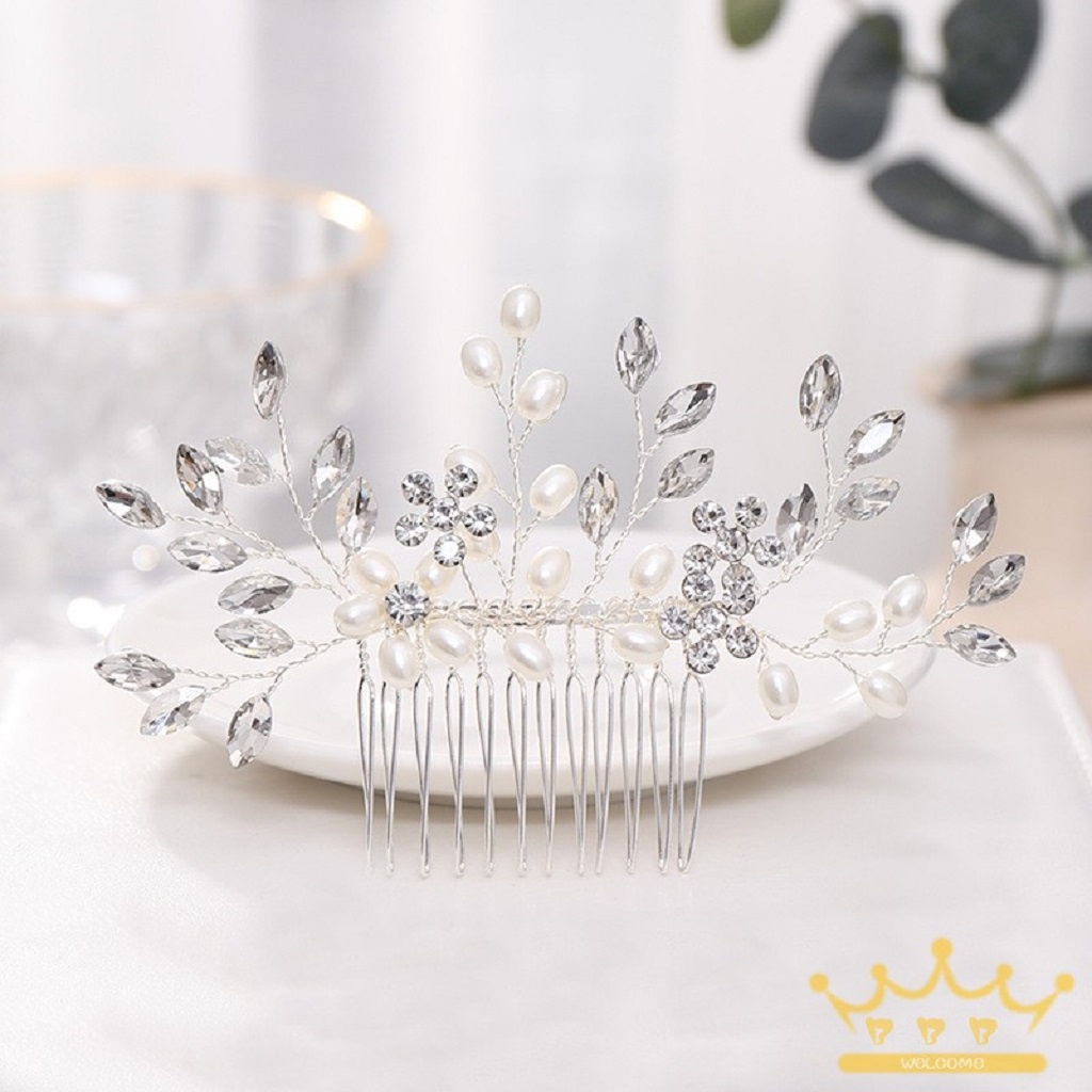 Lược Cài Tóc Đính Đá Thủ Công Cho Cô Dâu