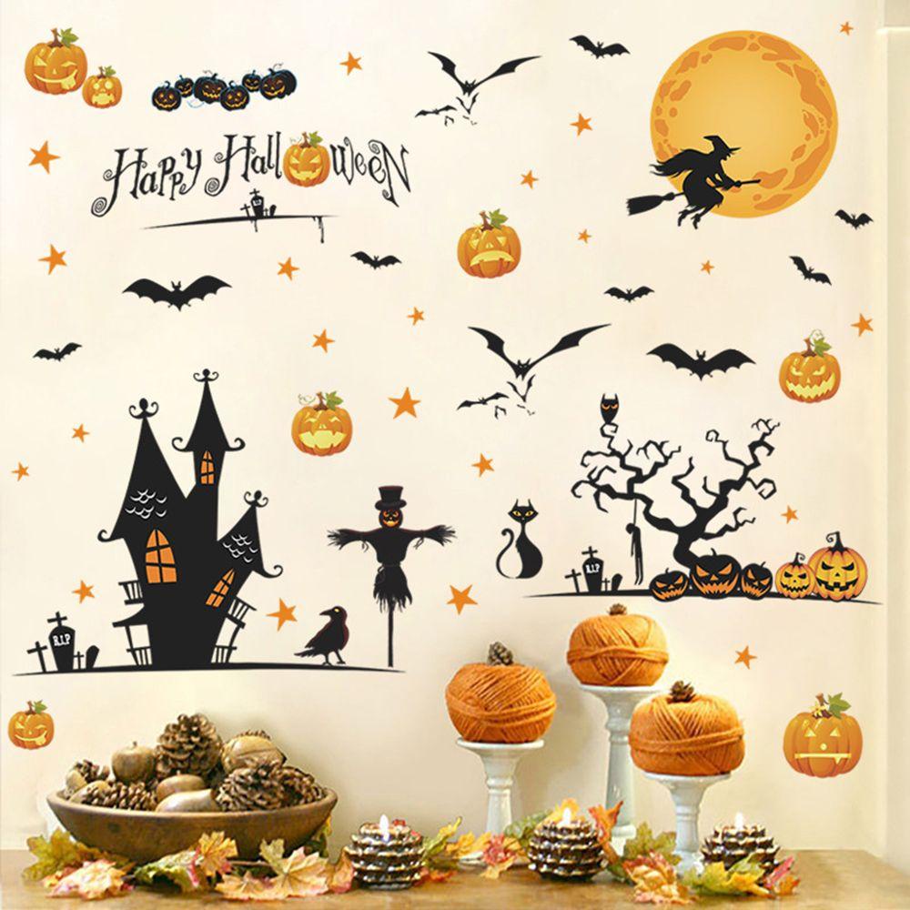 Sticker Dán Tường Họa Tiết Hình Con Ma Dùng Trang Trí Halloween