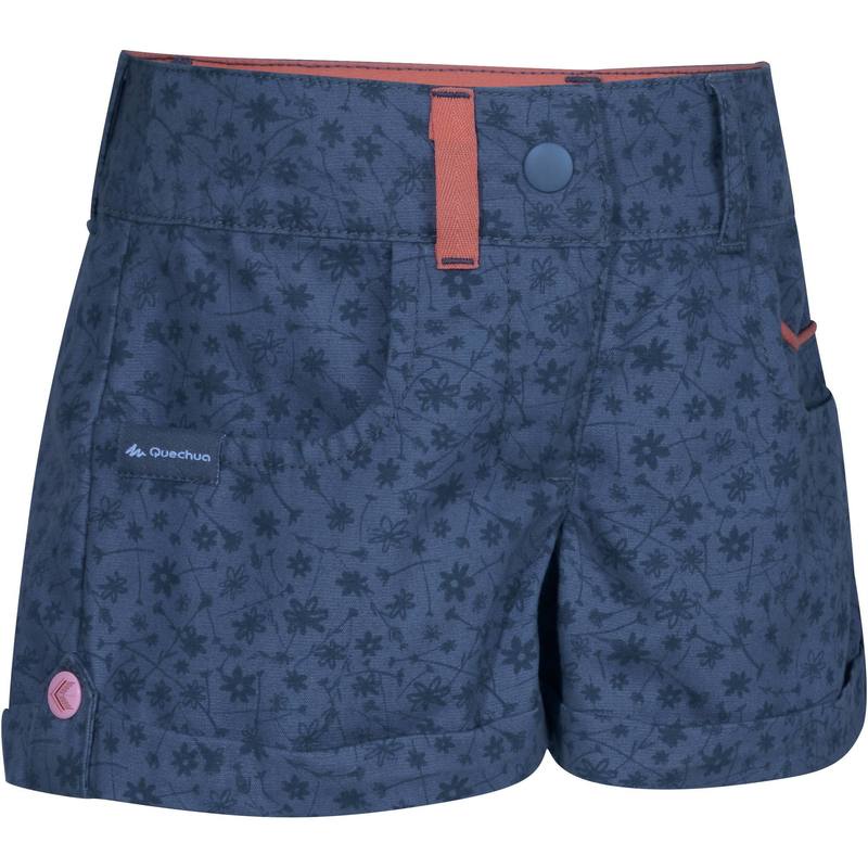 Quần short leo núi dã ngoại Decathlon QUECHUA Hike 500 cho bé gái - Họa tiết xám size 2 Tuổi