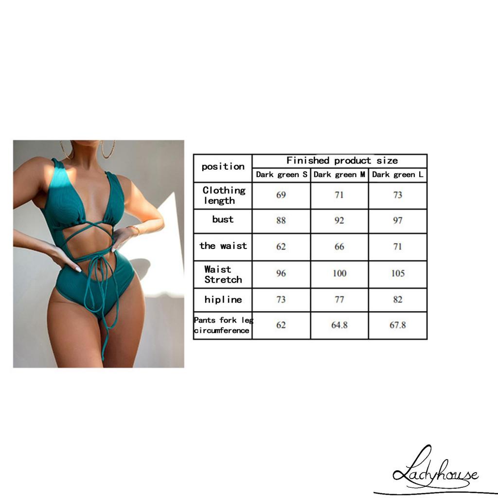 Bộ đồ bơi một mảnh không tay khoét cổ v sâu phối dây buộc chéo màu trơn thời trang mùa hè sexy dành cho nữ