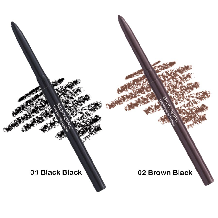 Chì kẻ viền mắt SilkyGirl (Đen & Nâu Đen) Long-Wearing Eyeliner 0.28g