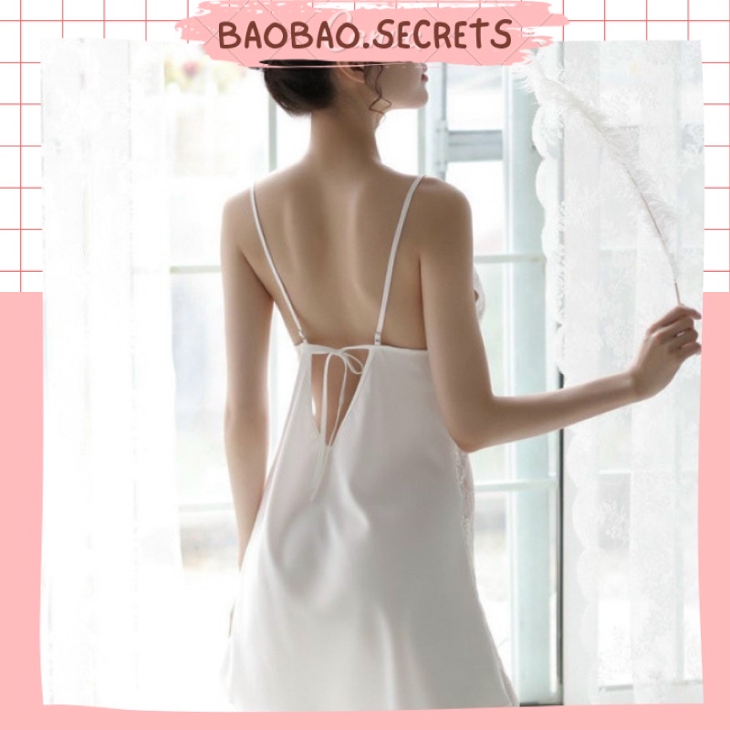Váy ngủ sexy ren đan ngực quyến rũ đan ren cao cấp Hanna.secrets