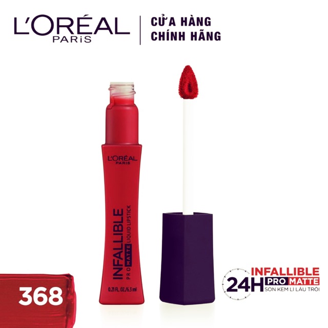 Son Kem Lì Lâu Trôi L'Oreal Infallible Lip Pro Matte Liquid Lipstick 368 Matador 6.3ml