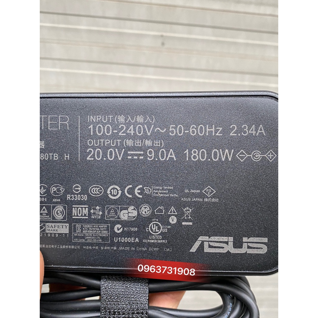 Sạc laptop Asus 20V-9A 180W bản gốc bảo hành 12 tháng