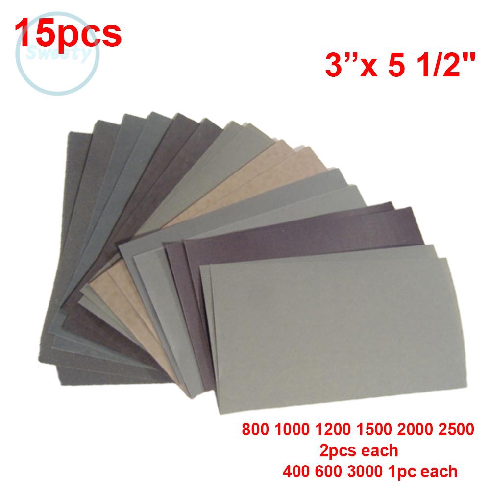 Bộ 15 Miếng Giấy Nhám 400-2500 Grit 400-6500 Grit 400 1500 2000 2500 Grit 15x15
