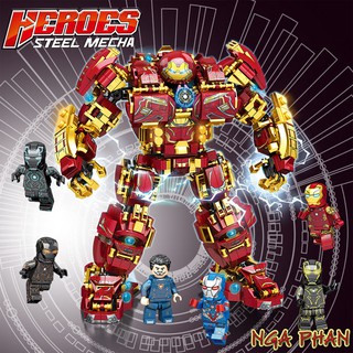 Siêu Robot Hulkbuster Khổng Lồ 1450 Chi Tiết Kèm 6 Nhân Vật Người Sắt Iron Man Đồ Chơi Xếp Hình Lắp Ráp LY