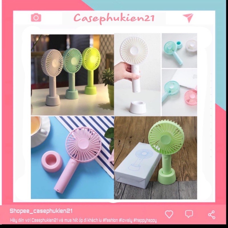 Quạt Cầm Tay Tích Điện Mini 4 Cánh AK1SY-N9,Có Đế Để Bàn,Pin Trâu Sử Dụng 4 Tiếng Liên Tục,Tặng Kèm Đế,Bảo Hành 1 Đổi 1