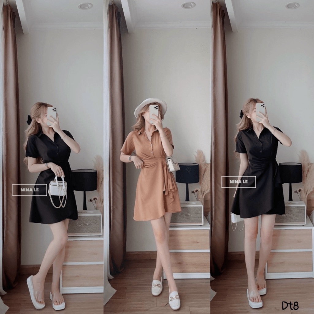 Mẫu HOT-- Đầm Đũi Kiểu Sơ Mi Cực Chất UP