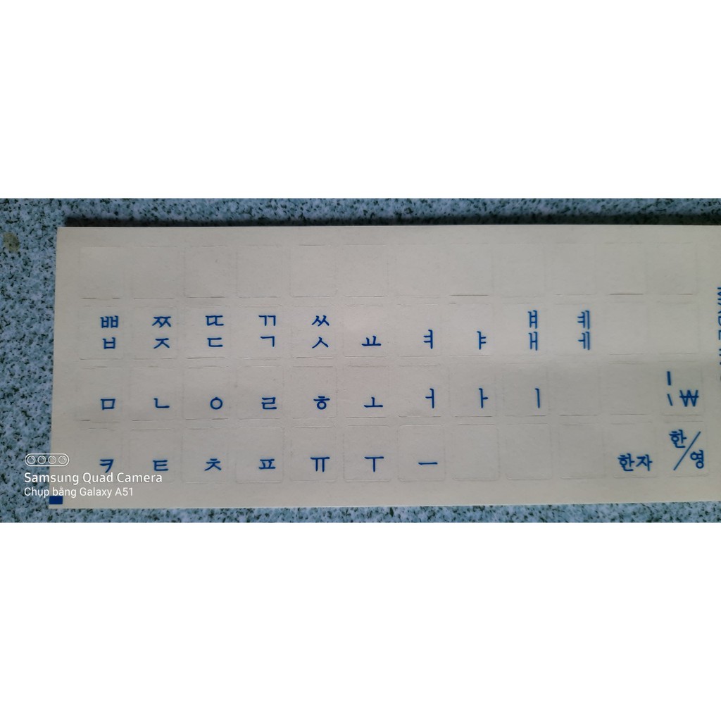 Miếng dán bàn phím tiếng Hàn trong suốt chữ màu Xanh