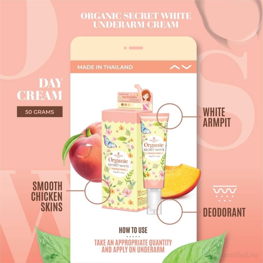 Kem ġiảm ṫhâm ņách dưỡng trắʼng Organic Secret White underarm cream Thái Lan