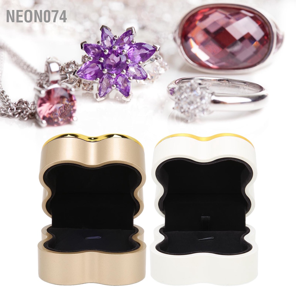 Neon074 Hộp đồ trang sức Hộp quà đồ trang sức Hình dạng cỏ bốn lá