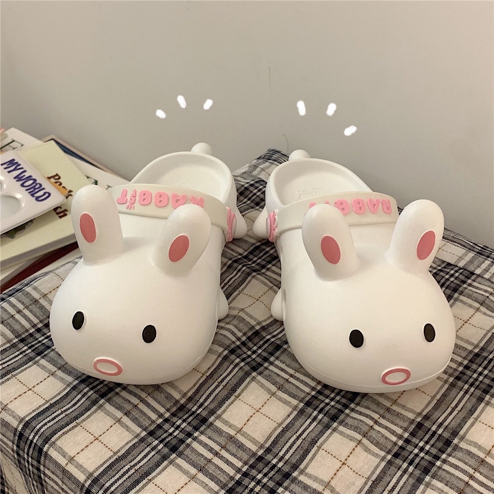 Dép sục cross hình thỏ trắng dễ thương cute nam nữ 🐻 Mã 106.