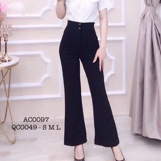 QUẦN ỐNG LOE HÁCK CHÂN DÀI 1m cạp cao 2 màu