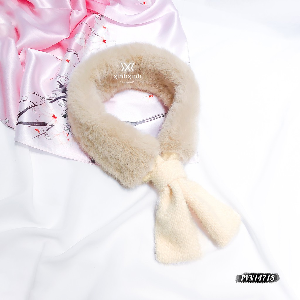 Khăn quàng cổ lông len thắt khuy cao cấp cho bạn gái - Xinh Xinh Accessories