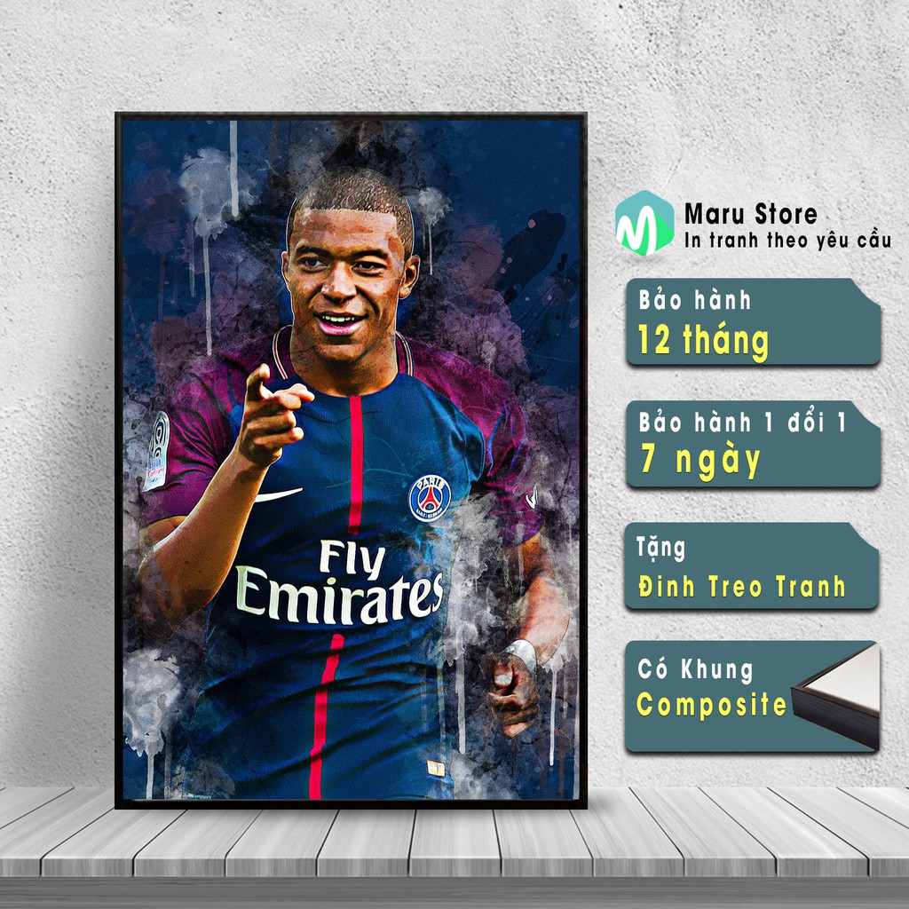 Tranh Cầu Thủ Mpappe Trang Trí Phòng Net, Góc Gaming, Quán Cafe