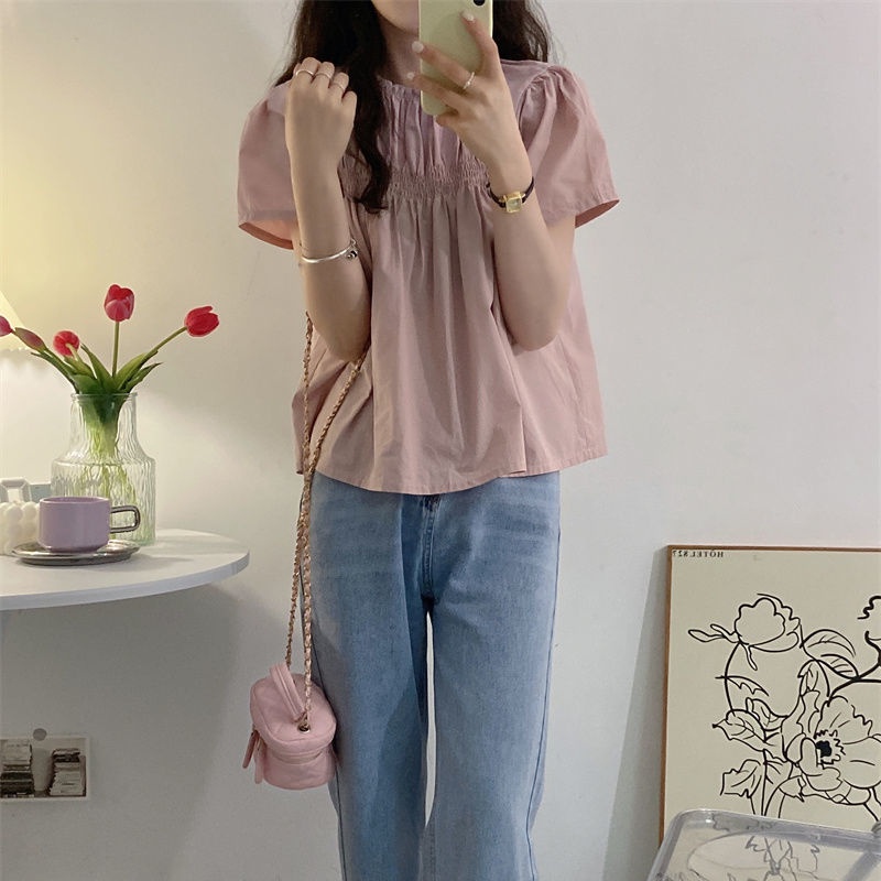 COZOK Áo Sơ Mi chiffon Tay Phồng Kiểu Dáng Đơn Giản Hợp Thời Trang