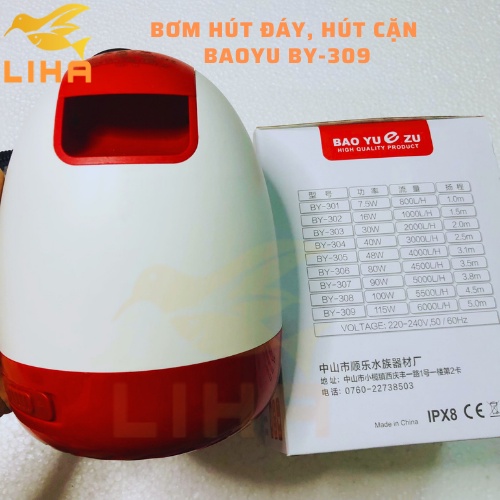 Máy Bơm Hút Cặn Baoyu BY-309 (115W-6000L/H-5M) - Bơm Hút Đáy Hồ Cá