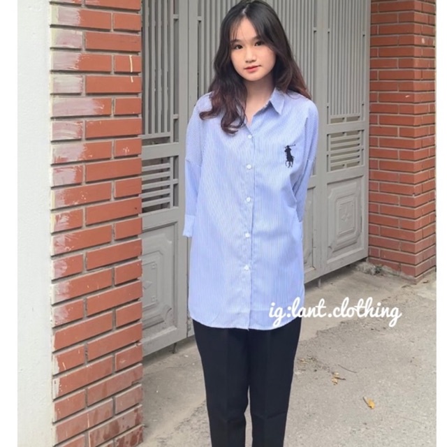 áo sơ mi kẻ sọc thêu dài tay 135