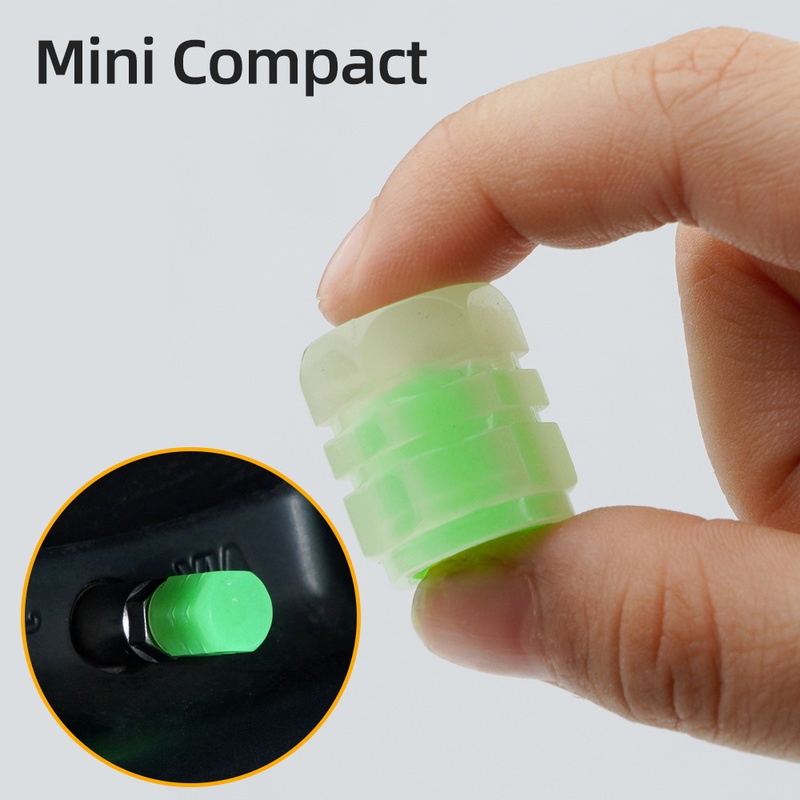 Set 4 Nắp Van Bánh Xe Ô Tô Hình Lục Giác Màu Vàng / Xanh Lá Dạ Quang
